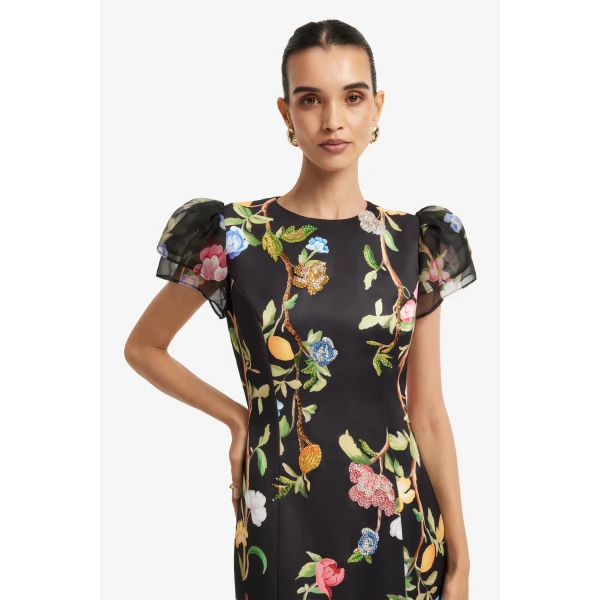 Leo Lin Sofia Embellished Puff Sleeve Maxi Dress  - Leo Lin Dress - Australian Luxury Fashion - Shop at Luxury Shoes 