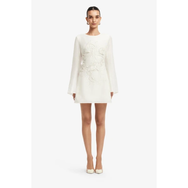 Leo Lin Suzanne Appliqué Bell Sleeve Mini Dress  - Leo Lin Dress - Australian Luxury Fashion - Shop at Luxury Shoes 