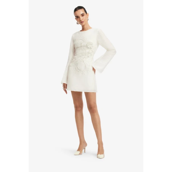 Leo Lin Suzanne Appliqué Bell Sleeve Mini Dress  - Leo Lin Dress - Australian Luxury Fashion - Shop at Luxury Shoes 