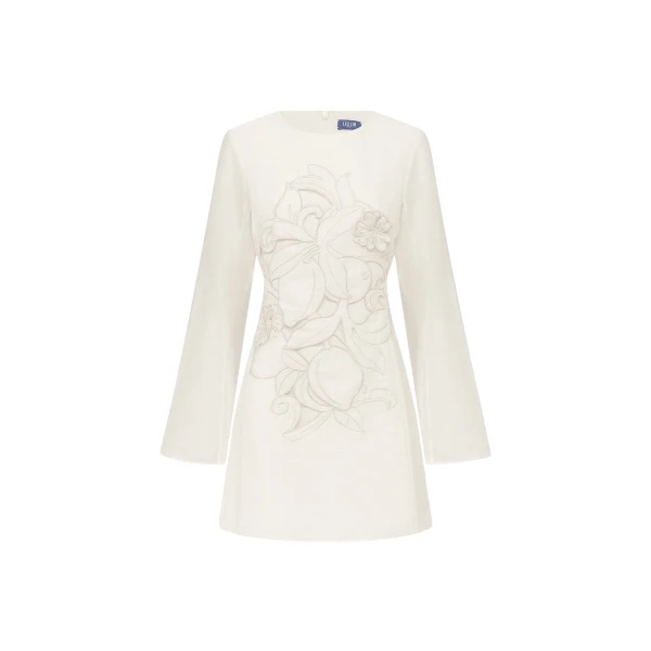 Leo Lin Suzanne Appliqué Bell Sleeve Mini Dress  - Leo Lin Dress - Australian Luxury Fashion - Shop at Luxury Shoes 