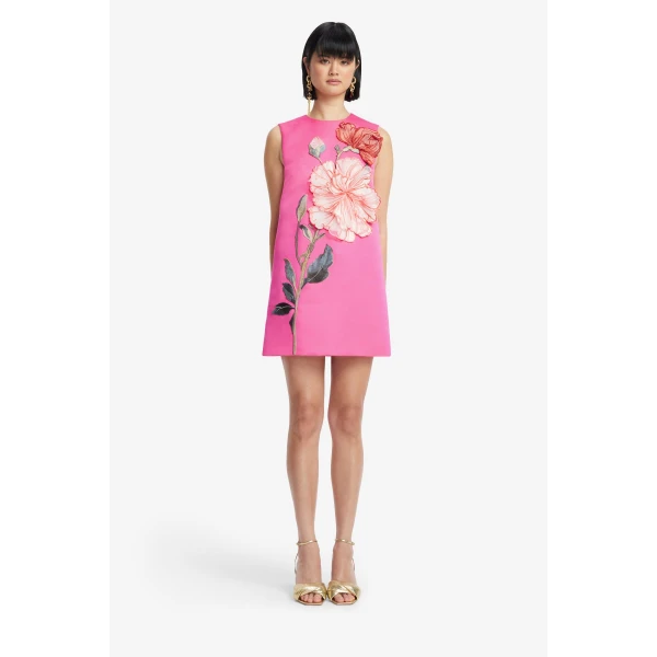 Leo Lin Yvonne Appliqué Floral Mini Dress  - Leo Lin Dress - Australian Luxury Fashion - Shop at Luxury Shoes 