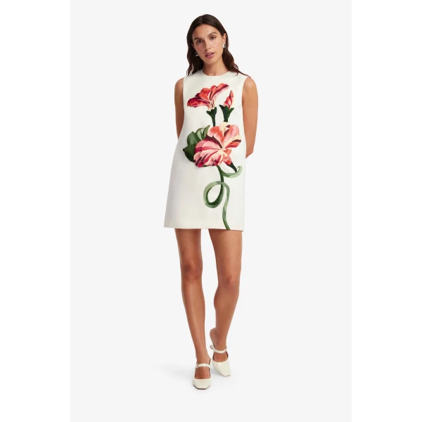 Leo Lin Yvonne Appliqué Floral Mini Dress  - Leo Lin Dress - Australian Luxury Fashion - Shop at Luxury Shoes 