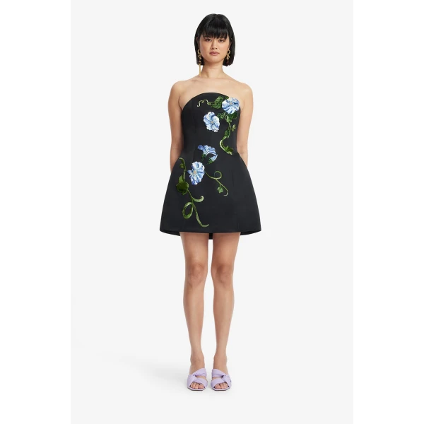 Leo Lin Zaria Appliqué Floral Bustier Mini Dress  - Leo Lin Dress - Australian Luxury Fashion - Shop at Luxury Shoes 