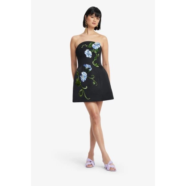 Leo Lin Zaria Appliqué Floral Bustier Mini Dress  - Leo Lin Dress - Australian Luxury Fashion - Shop at Luxury Shoes 