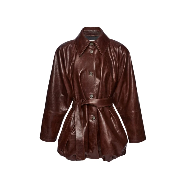 Magda Butrym Bubble hemline leather jacket in brown