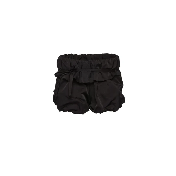 Magda Butrym Bubble silk shorts with ruffle waist in black
