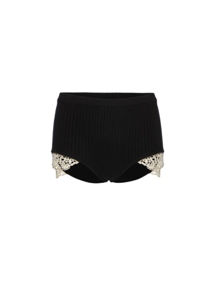 Magda Butrym Cashmere crochet-trim shorts in black