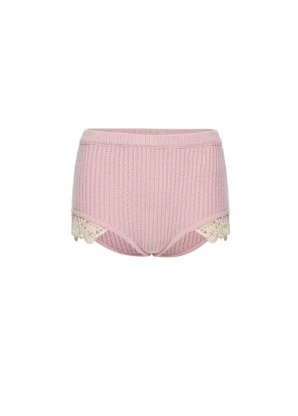 Magda Butrym Cashmere crochet-trim shorts in light pink