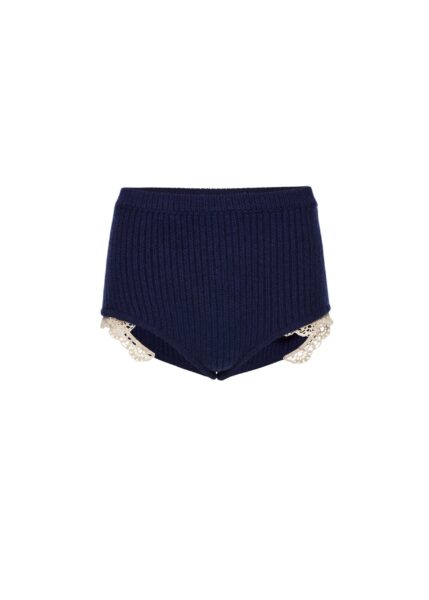 Magda Butrym Cashmere crochet-trim shorts in navy