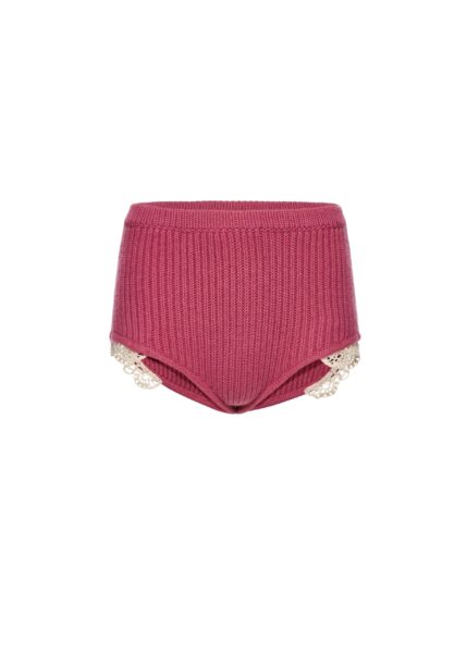Magda Butrym Cashmere crochet-trim shorts in pink