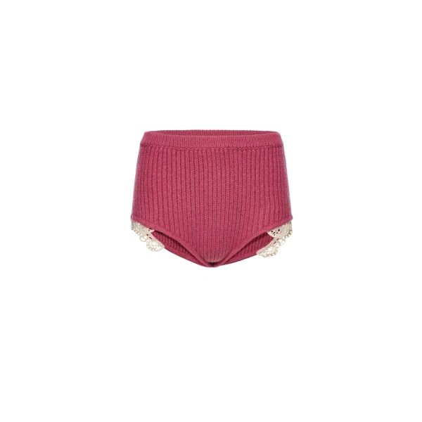 Magda Butrym Cashmere crochet-trim shorts in pink