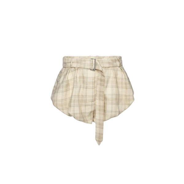 Magda Butrym Checkered flared cotton shorts in cream