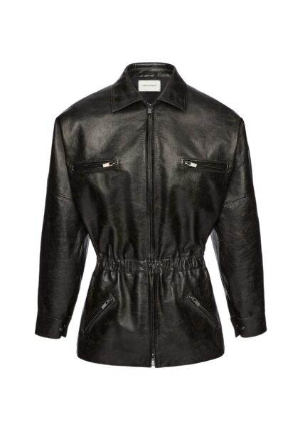 Magda Butrym Cinched leather jacket in vintage black