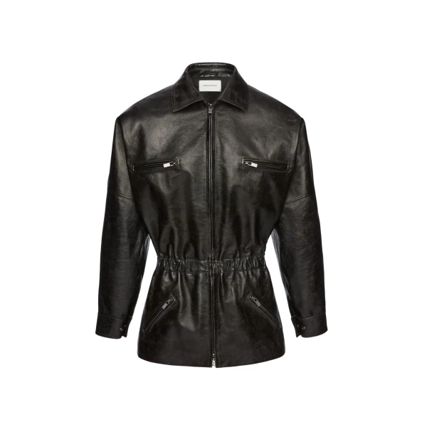 Magda Butrym Cinched leather jacket in vintage black