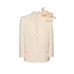 Magda Butrym Cotton and silk flower blazer in cream