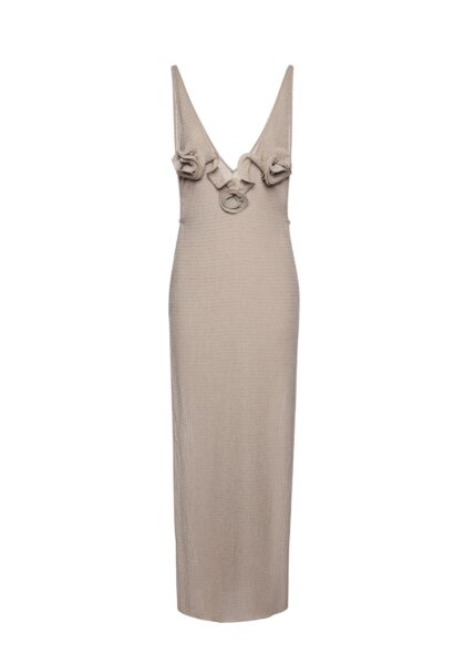 Magda Butrym Crepe high-leg maxi dress in light brown