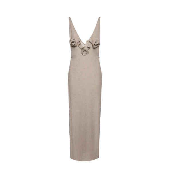 Magda Butrym Crepe high-leg maxi dress in light brown