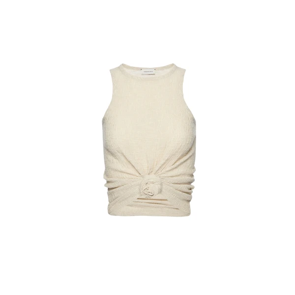 Magda Butrym Crepe knotted tank top in beige