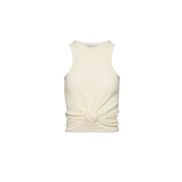 Magda Butrym Crepe knotted tank top in cream