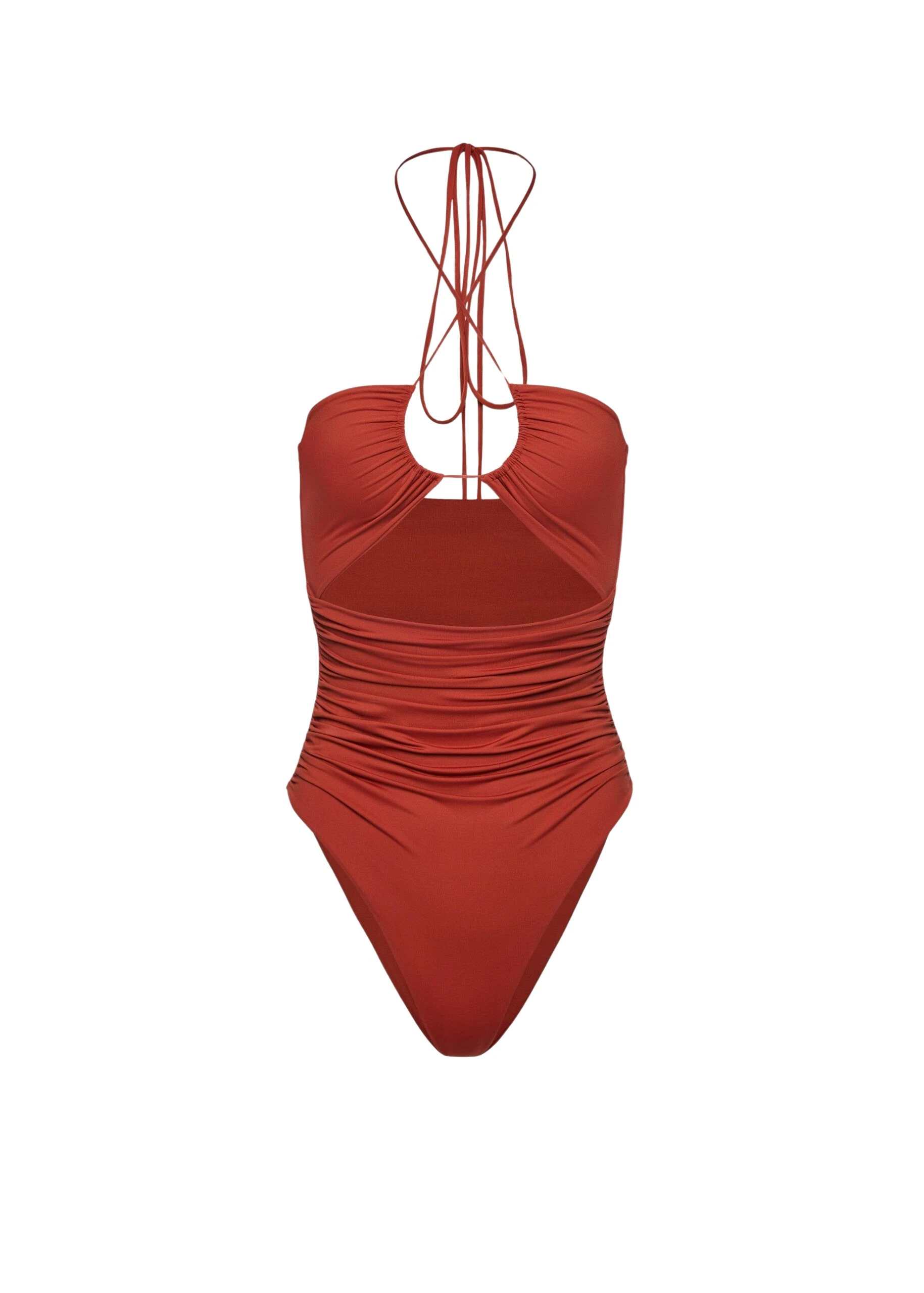 Magda Butrym Criss-cross halter swimsuit in orange
