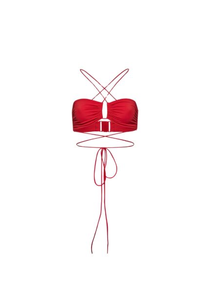 Magda Butrym Crisscross bandeau top in red