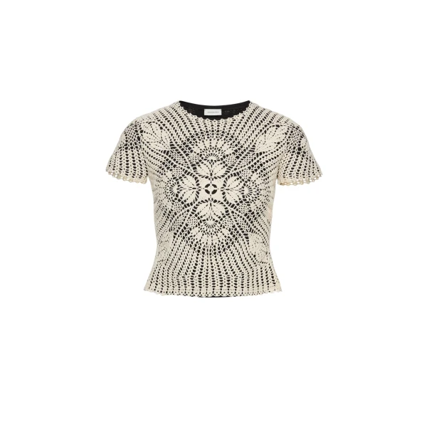 Magda Butrym Crochet and jersey t-shirt set in cream