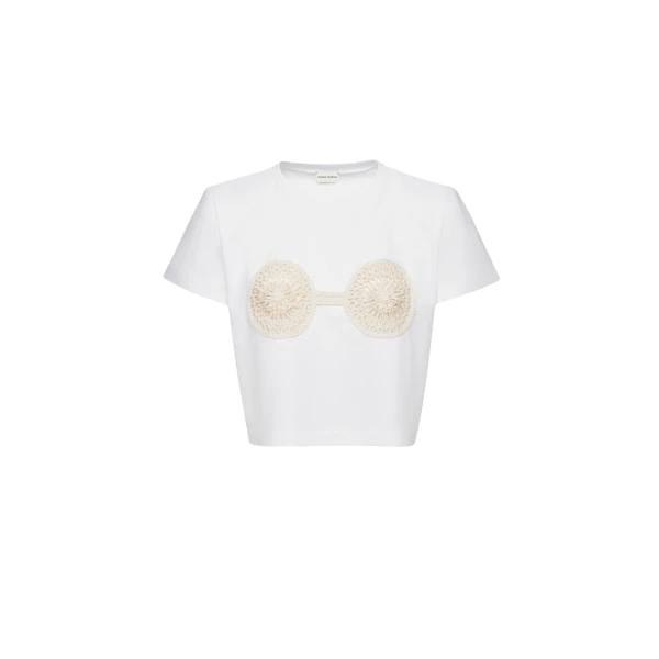 Magda Butrym Crochet bra t-shirt in white