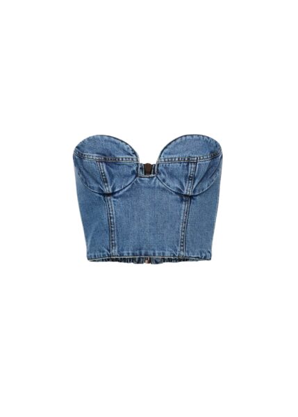 Magda Butrym Denim bustier top in dark blue