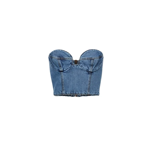 Magda Butrym Denim bustier top in dark blue