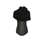 Magda Butrym Draped cape-effect cupro bodysuit in black