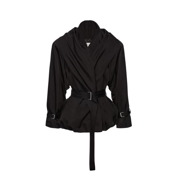 Magda Butrym Draped collar cotton and silk jacket in black