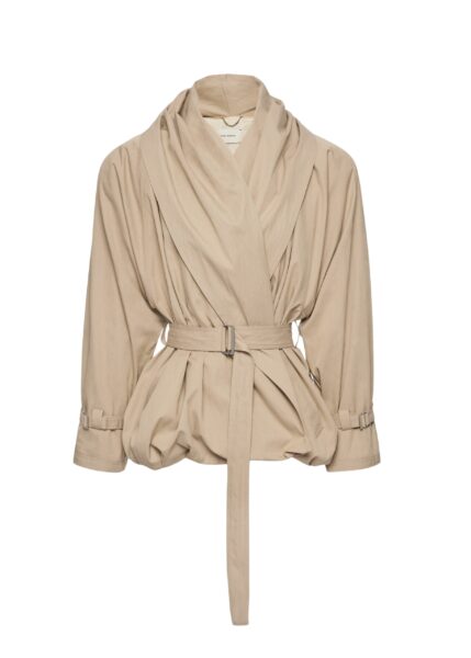 Magda Butrym Draped collar cotton jacket in beige
