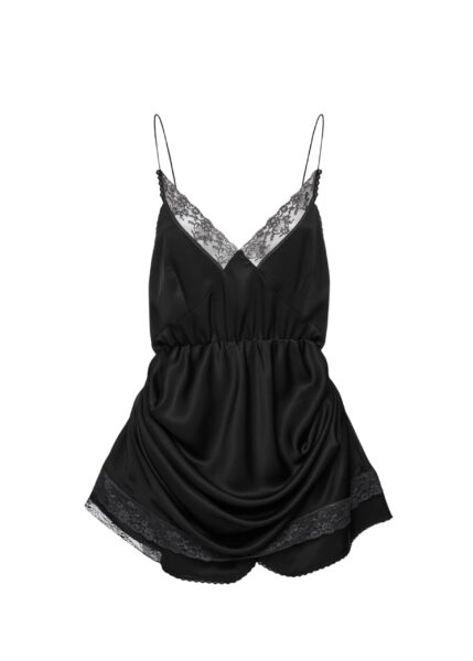 Magda Butrym Draped lace-trim slip mini dress in black