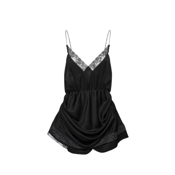 Magda Butrym Draped lace-trim slip mini dress in black