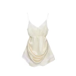 Magda Butrym Draped lace-trim slip mini dress in cream