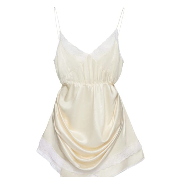 Magda Butrym Draped lace-trim slip mini dress in cream