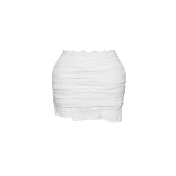 Magda Butrym Draped mini skirt with lace trim in white