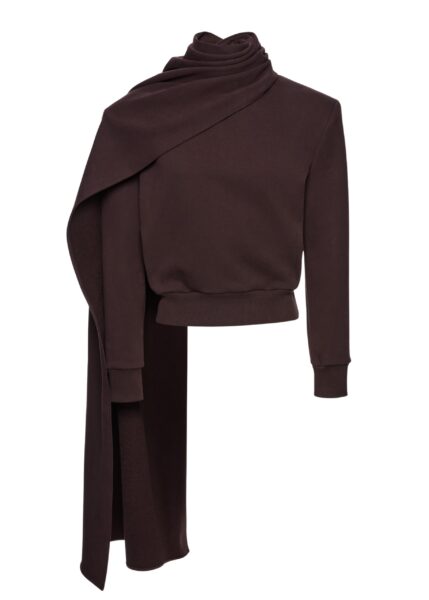 Magda Butrym Draped scarf sweatshirt in brown