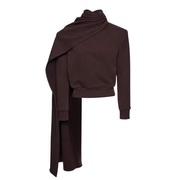 Magda Butrym Draped scarf sweatshirt in brown