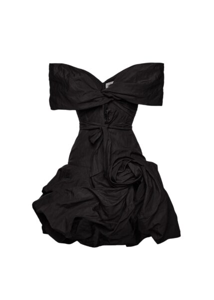 Magda Butrym Draped shawl-collar midi dress in black