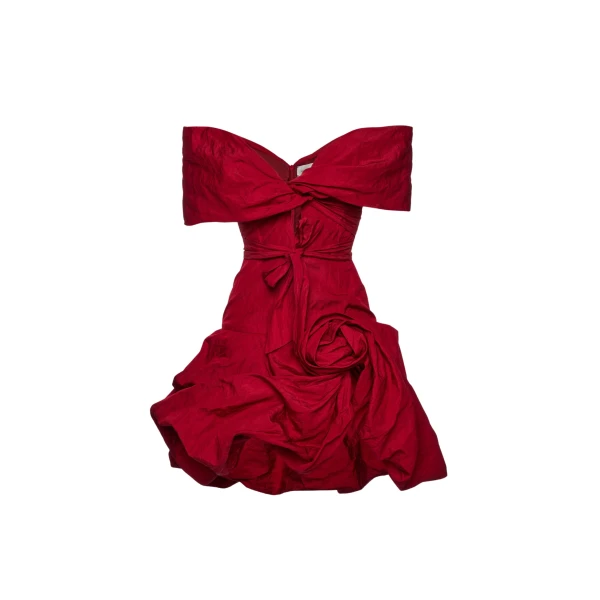 Magda Butrym Draped shawl-collar midi dress in red