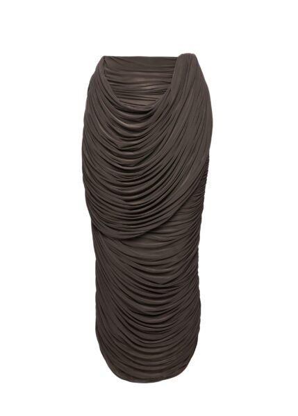 Magda Butrym Draped silk midi skirt in brown