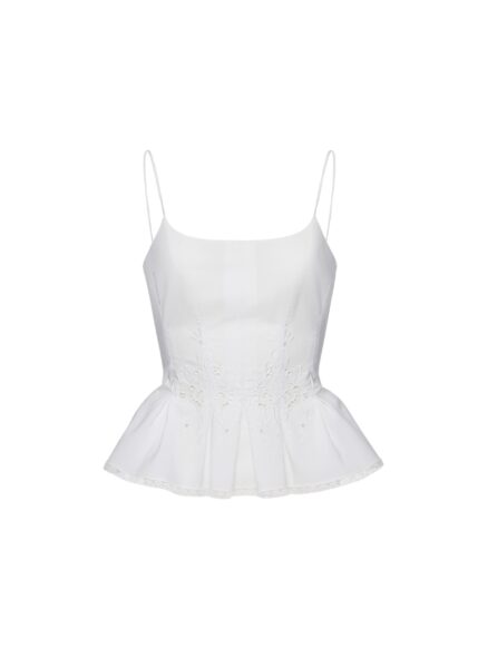 Magda Butrym Embroidered peplum top in white