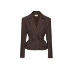 Magda Butrym Fitted linen double breasted blazer in brown