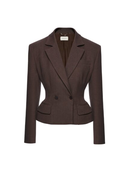 Magda Butrym Fitted linen double breasted blazer in brown