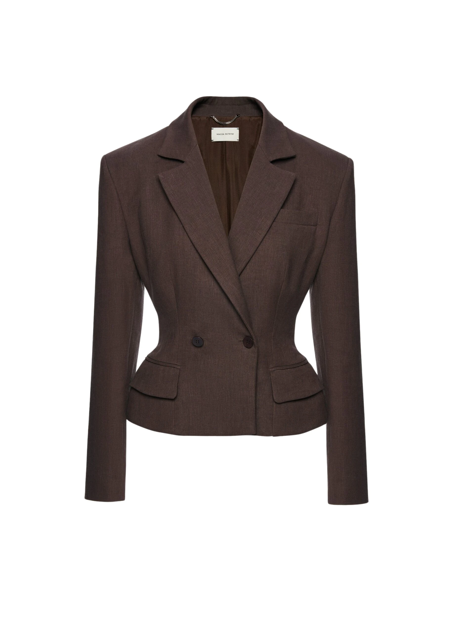 Magda-Butrym-Fitted-linen-double-breasted-blazer-in-brown-scaled62910_nobg Magda Butrym Fitted linen double breasted blazer in brown