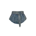Magda Butrym Flared denim shorts with underlayer in vintage blue