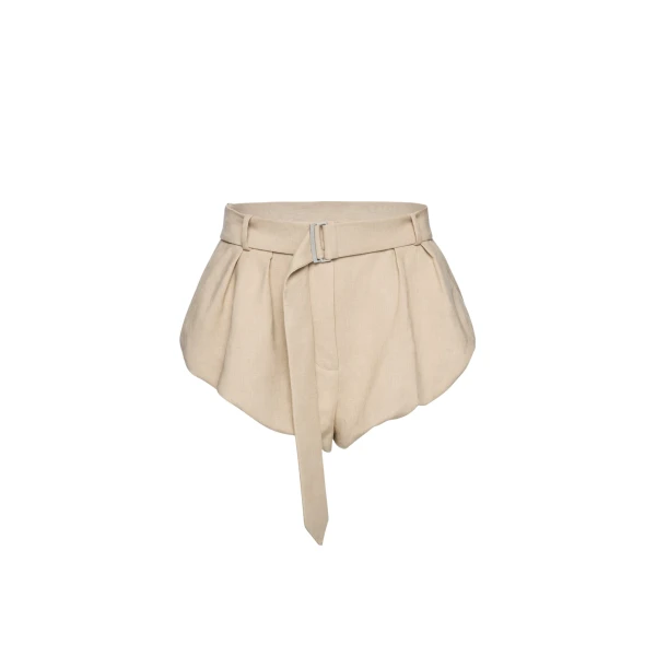 Magda Butrym Flared linen shorts in beige