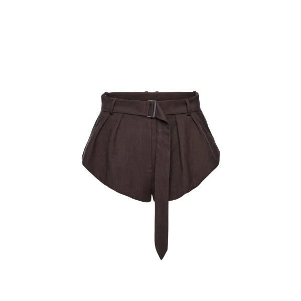Magda Butrym Flared linen shorts in brown