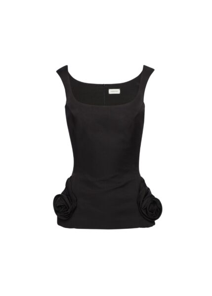 Magda Butrym Floral-appliqué cotton and silk top in black